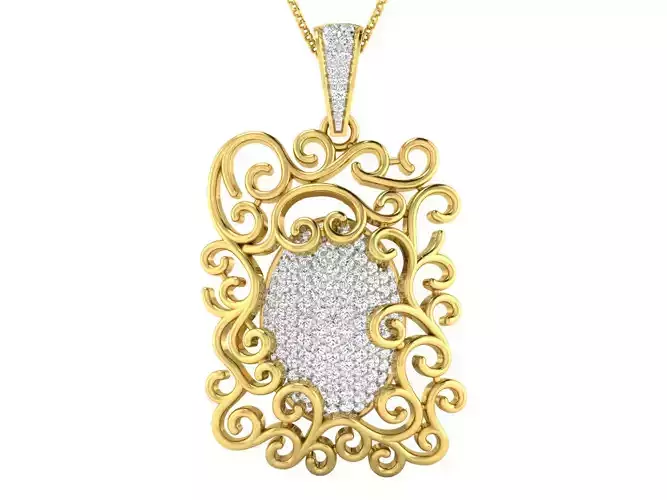 Solitaire Women Pendant 3dm STL OBJ FBX Renders Details