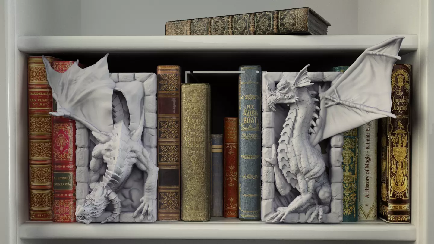 Dragons Bookend 3D print model_0