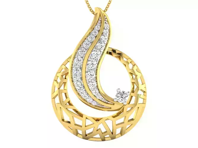 Solitaire Women Pendant 3dm STL OBJ FBX Renders Details