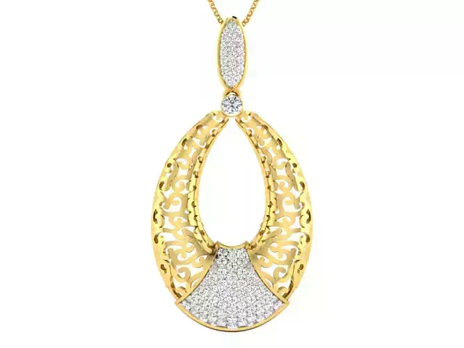 Solitaire Women Pendant 3dm STL OBJ FBX Renders Details