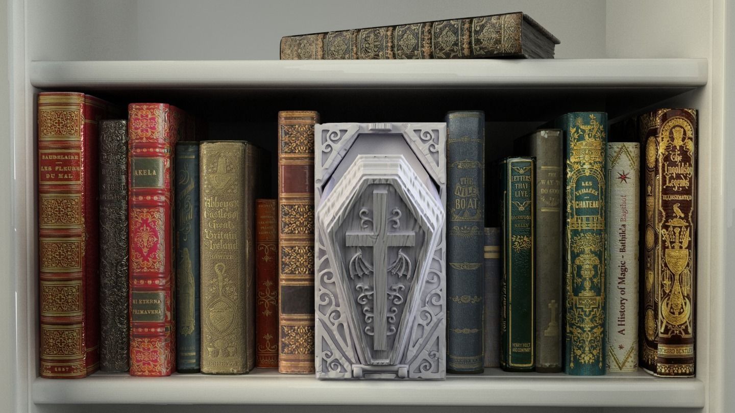 Coffin dice case Booknook 3D print model_1