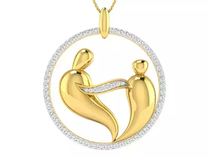 Solitaire Women Pendant 3dm STL OBJ FBX Renders Details