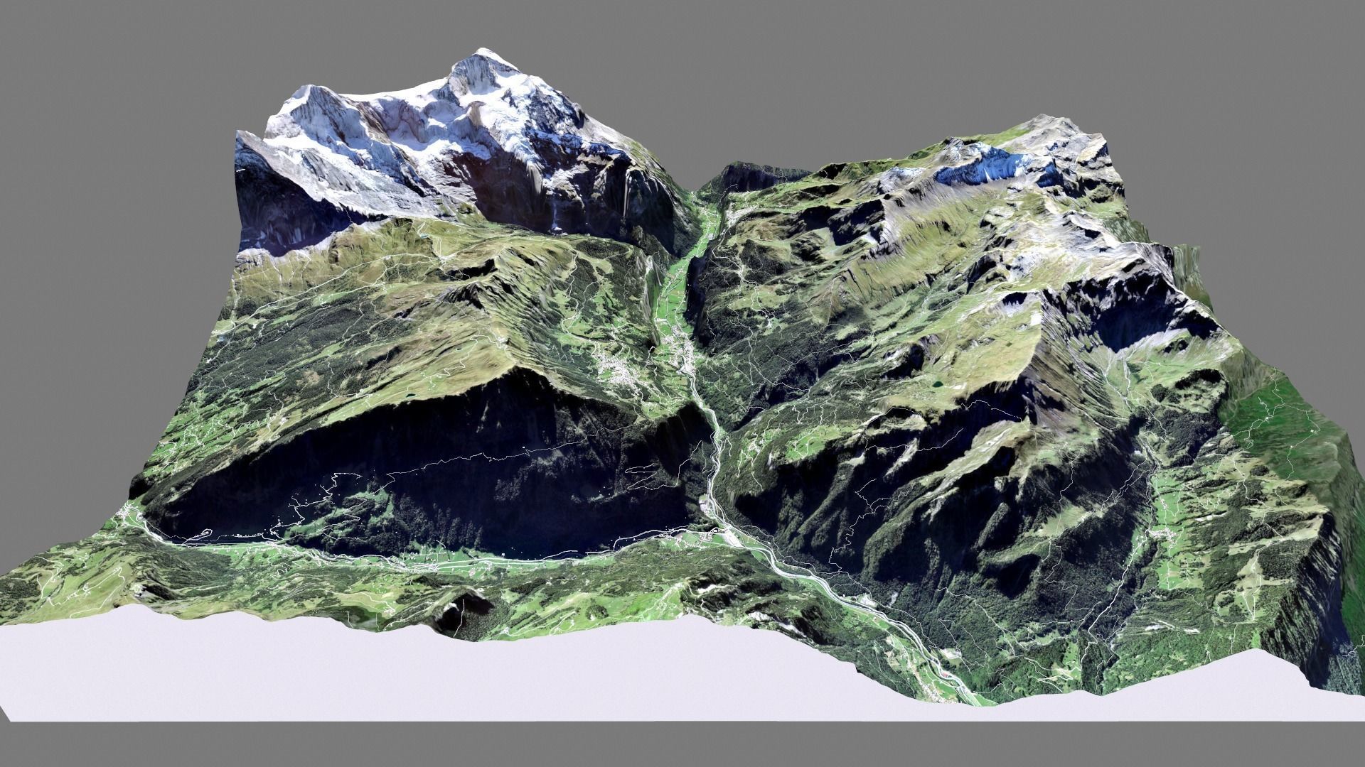 Mountain landscape and cityscape Lauterbrunnen Switzerland 3D model_7