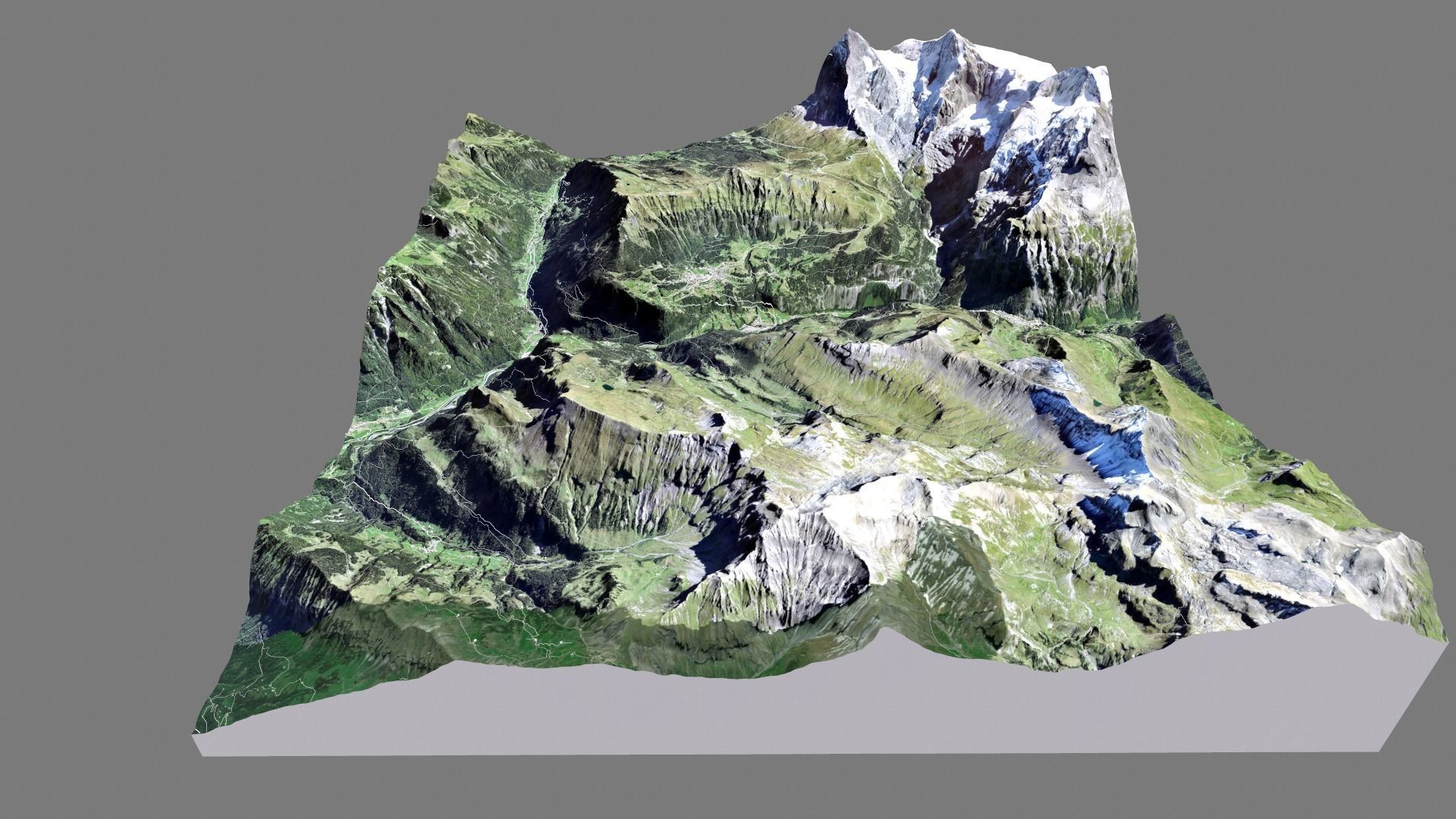Mountain landscape and cityscape Lauterbrunnen Switzerland 3D model_6