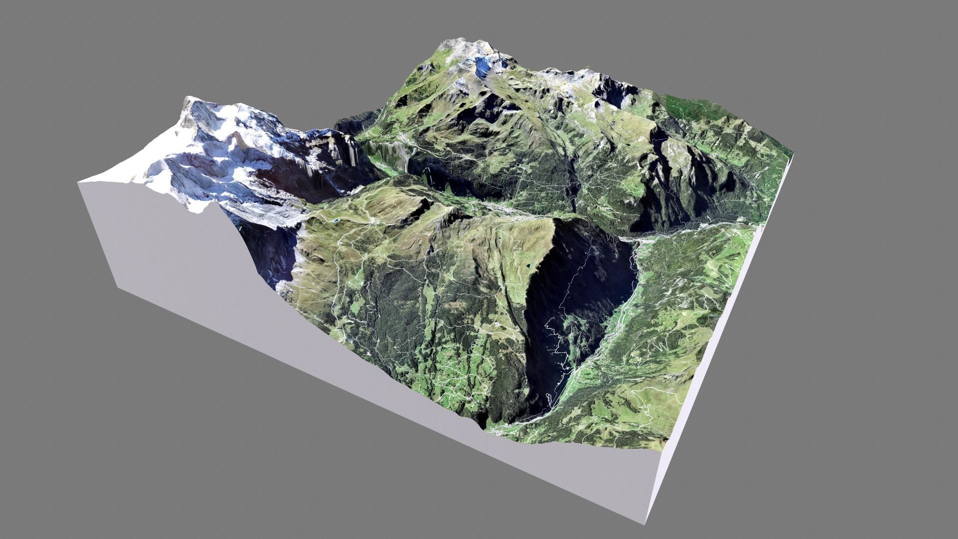 Mountain landscape and cityscape Lauterbrunnen Switzerland 3D model_13