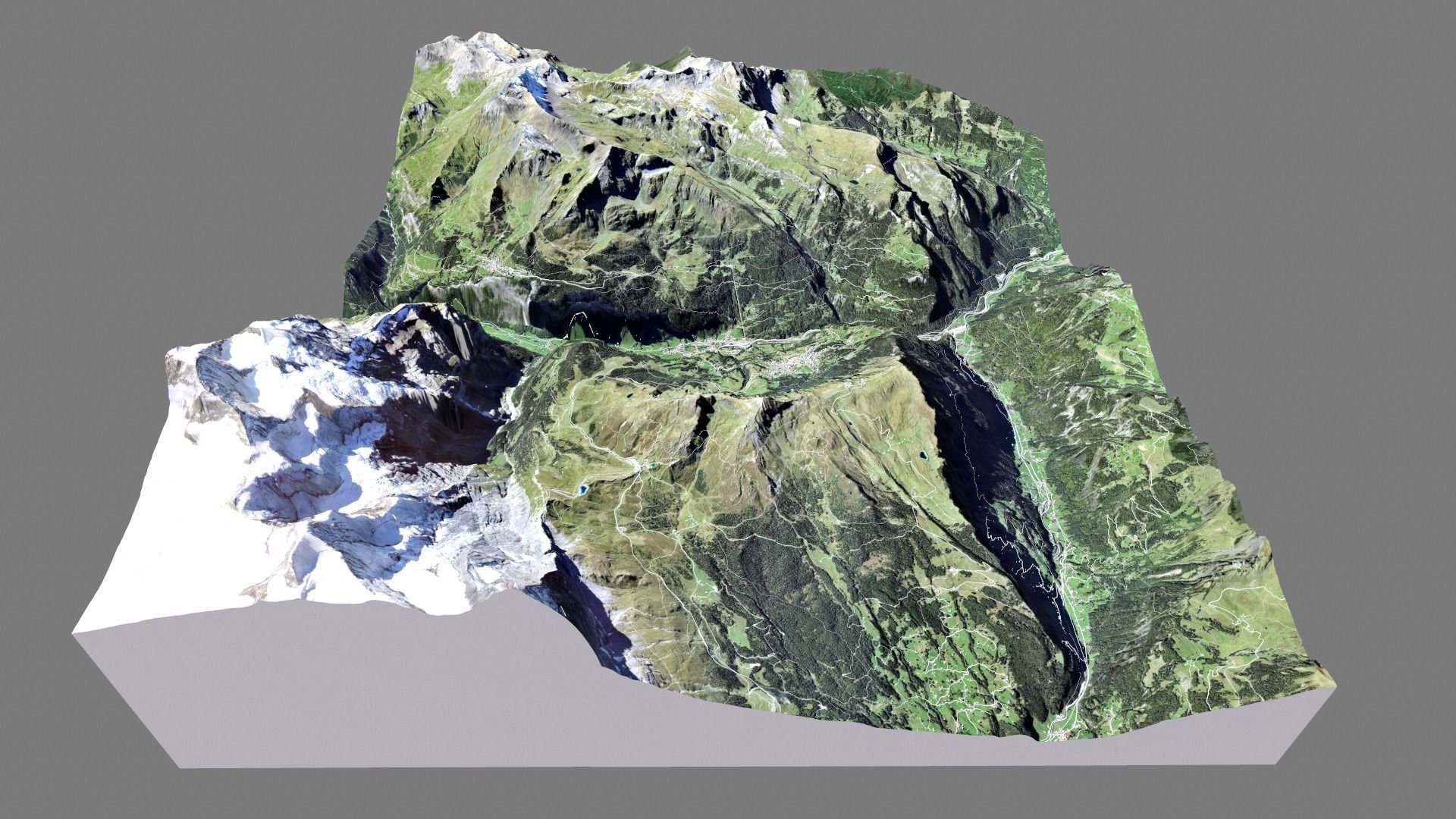 Mountain landscape and cityscape Lauterbrunnen Switzerland 3D model_12