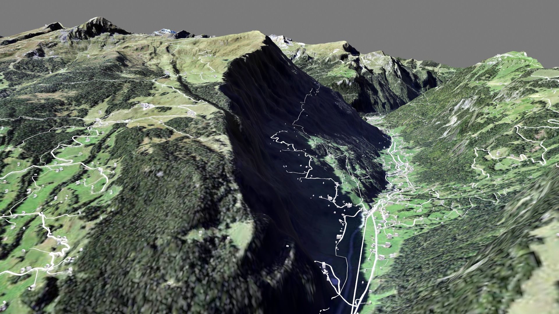Mountain landscape and cityscape Lauterbrunnen Switzerland 3D model_5