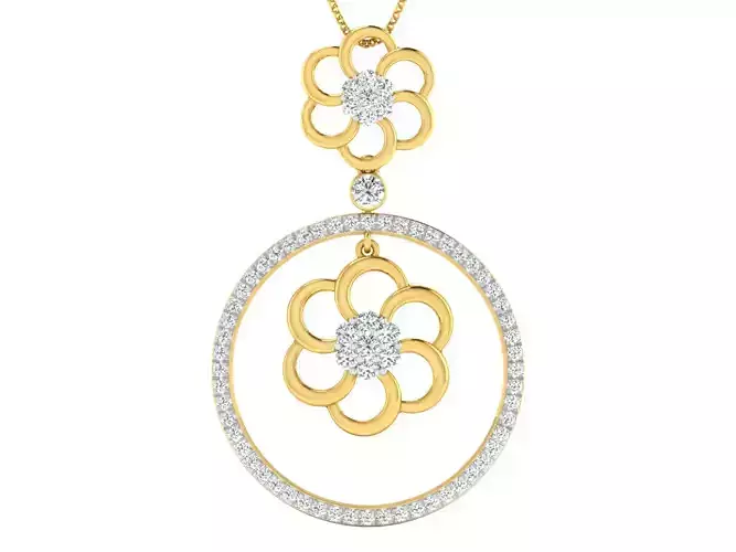 Solitaire Women Pendant 3dm STL OBJ FBX Renders Details