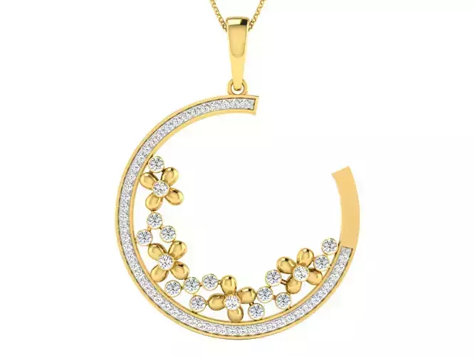 Solitaire Women Pendant 3dm STL OBJ FBX Renders Details