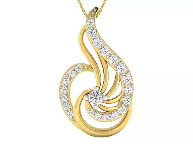 Solitaire Women Pendant 3dm STL OBJ FBX Renders Details