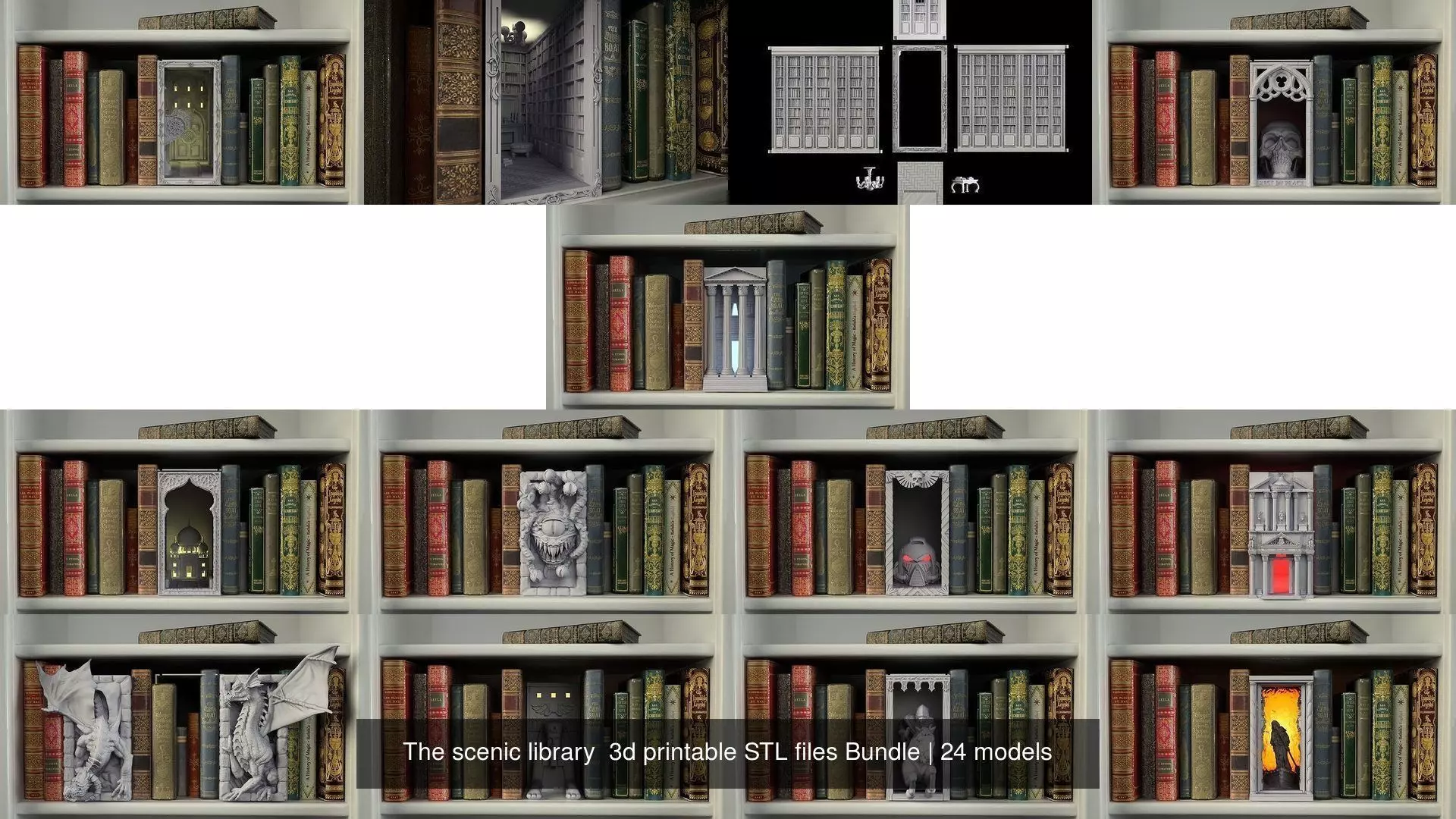The scenic library  3d printable STL files Bundle 3D Model Collection_1