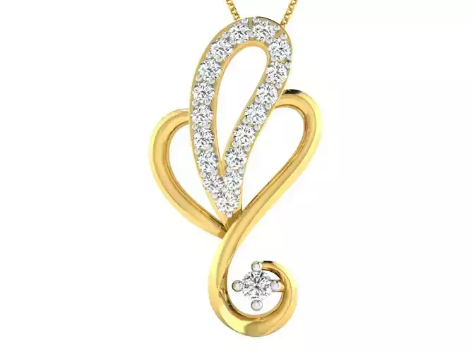 Solitaire Women Pendant 3dm STL OBJ FBX Renders Details