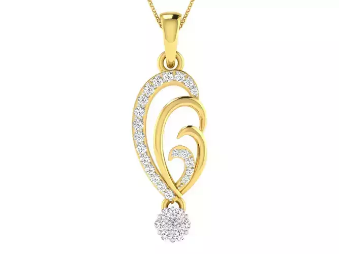Solitaire Women Pendant 3dm STL OBJ FBX Renders Details
