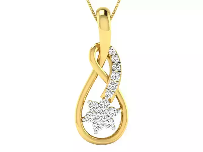 Solitaire Women Pendant 3dm STL OBJ FBX Renders Details