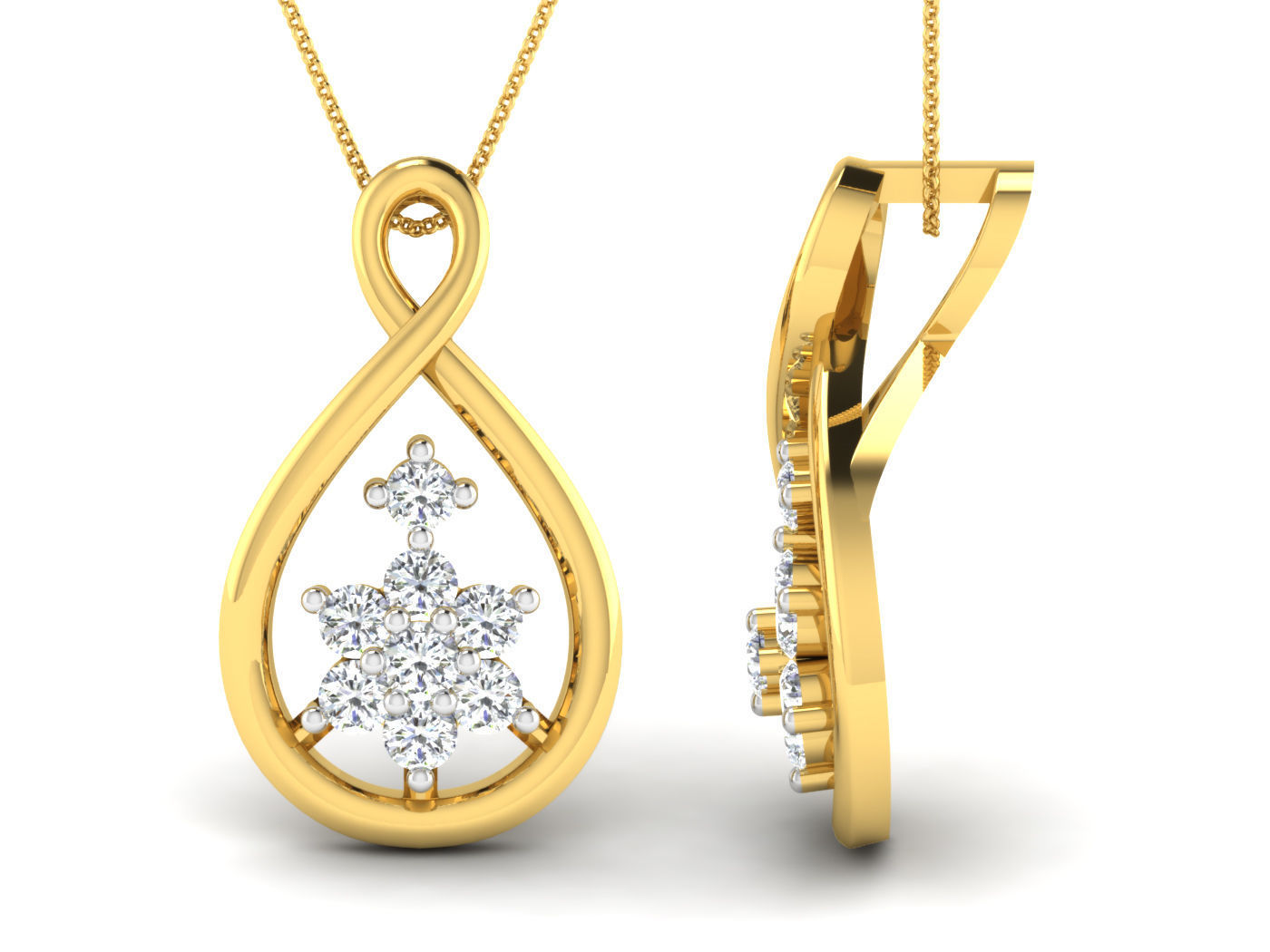 Solitaire Women Pendant 3dm STL OBJ FBX Renders Details 3D print model_2