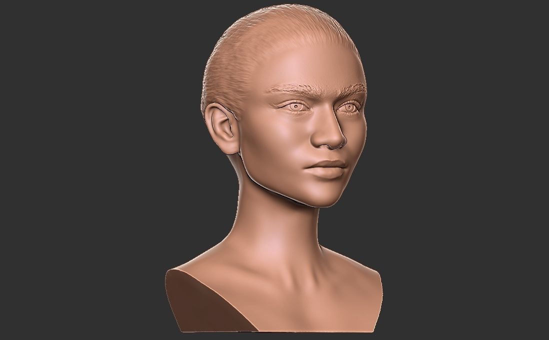 Zendaya bust for 3D printing 3D print model_11