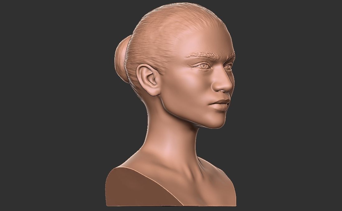 Zendaya bust for 3D printing 3D print model_10