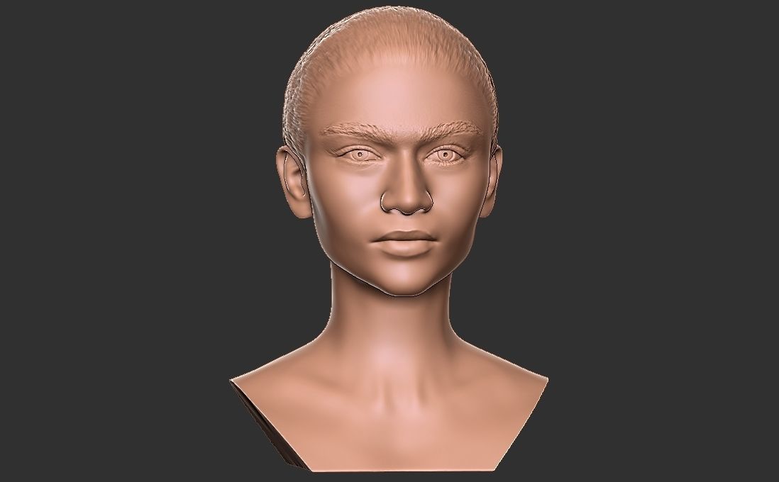 Zendaya bust for 3D printing 3D print model_13