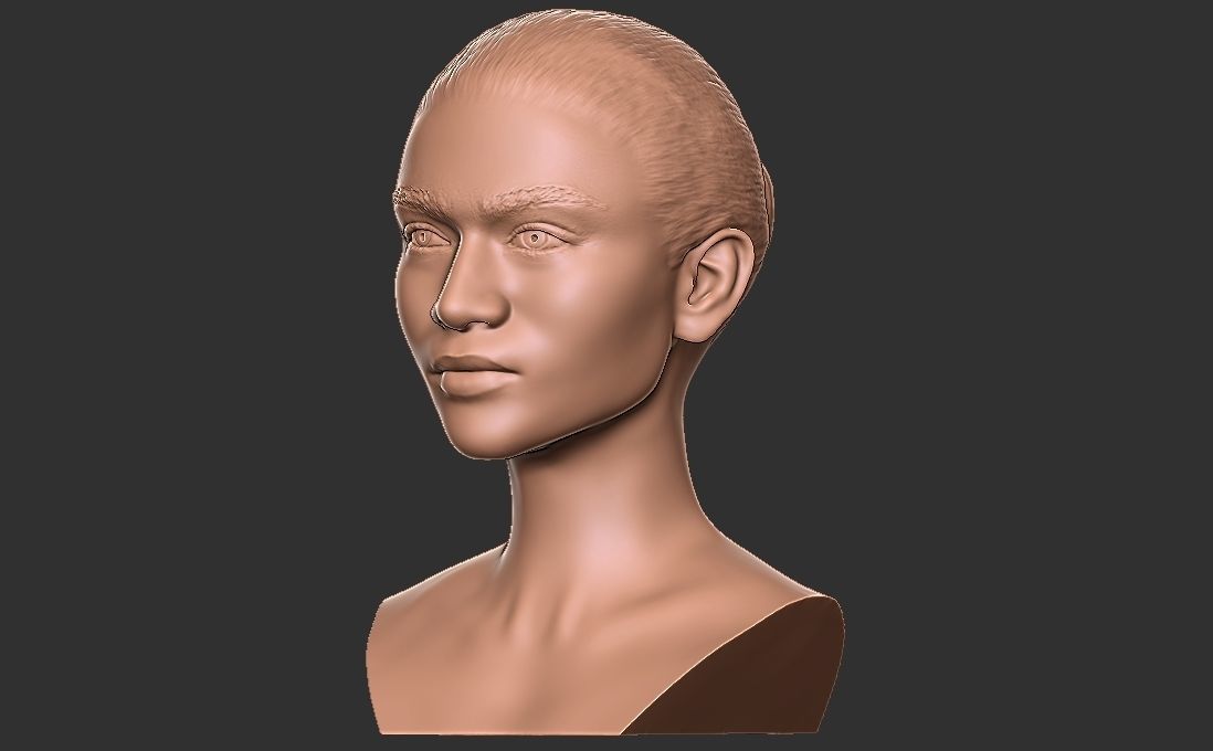 Zendaya bust for 3D printing 3D print model_3