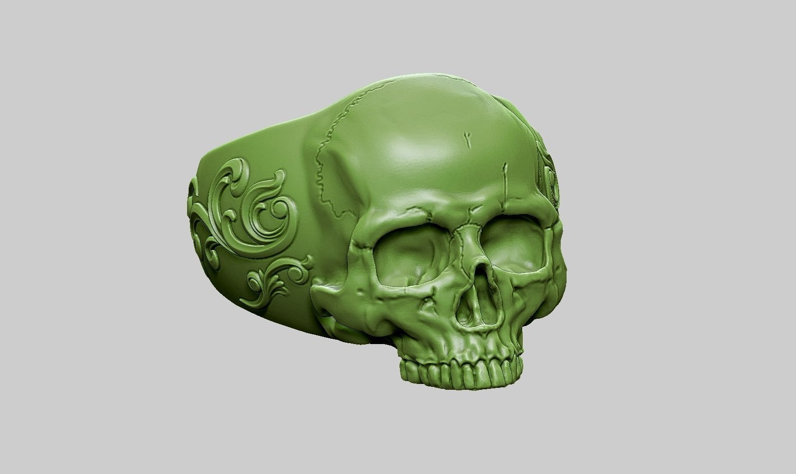 skull ornament ring a25 3d print model 3D print model_12
