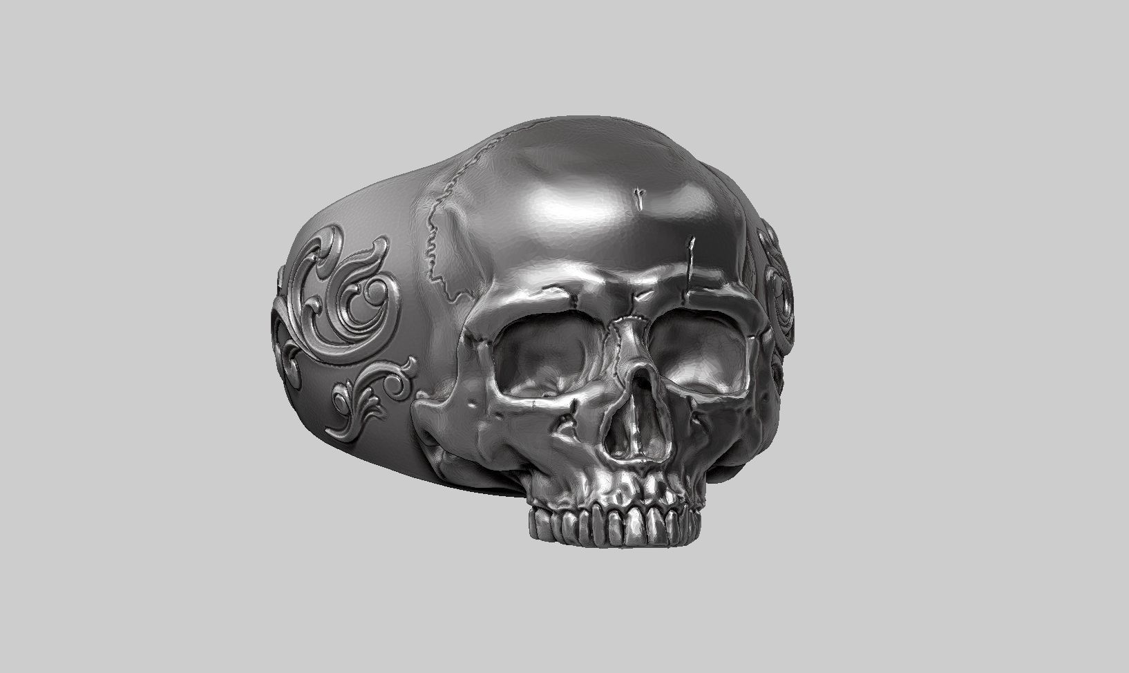 skull ornament ring a25 3d print model 3D print model_10