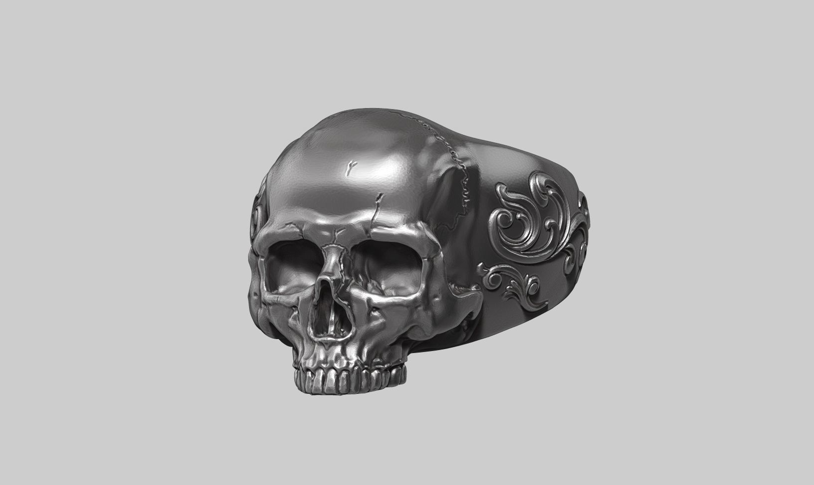 skull ornament ring a25 3d print model 3D print model_8