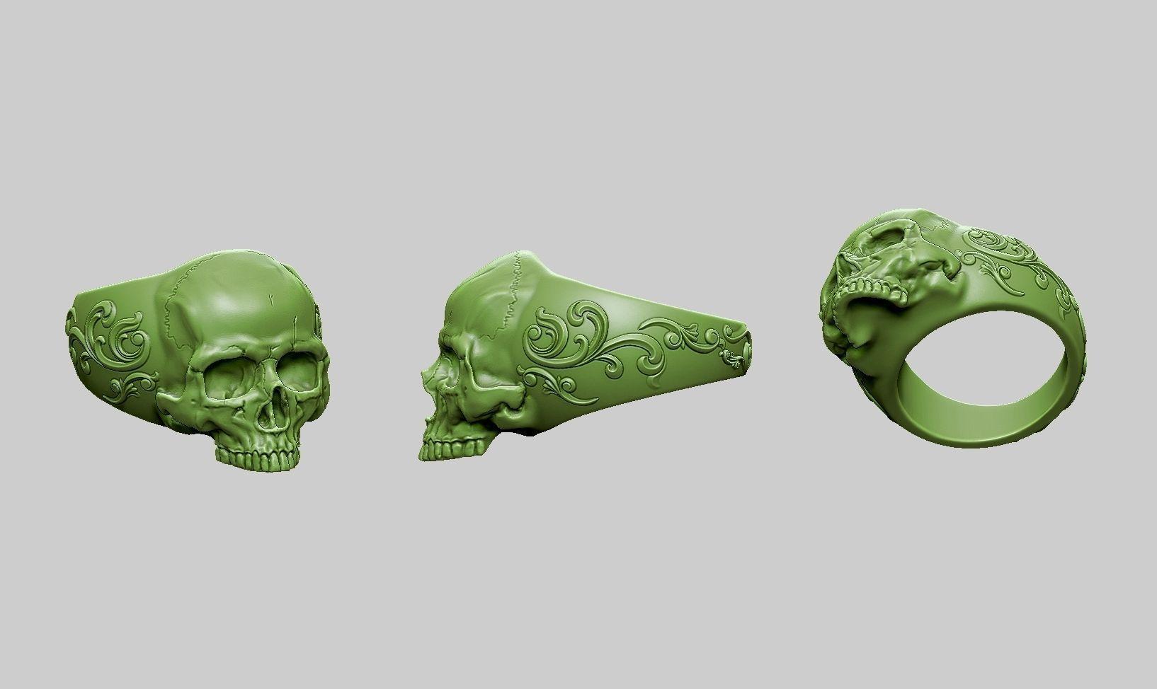 skull ornament ring a25 3d print model 3D print model_14