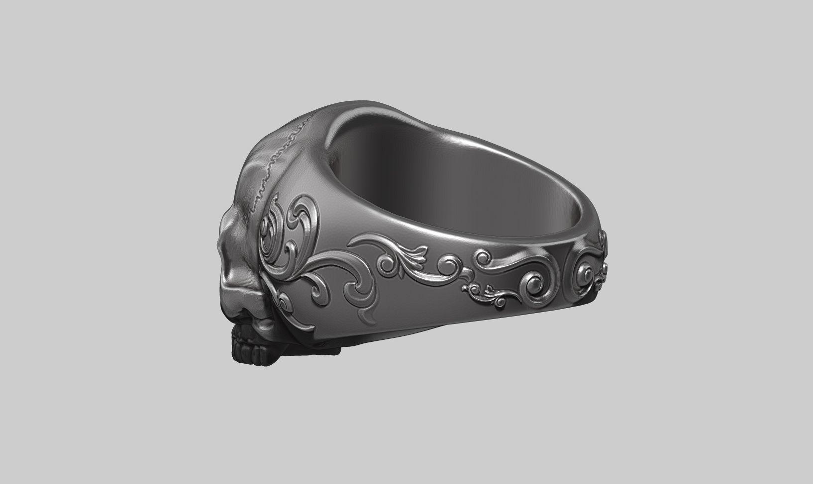 skull ornament ring a25 3d print model 3D print model_5