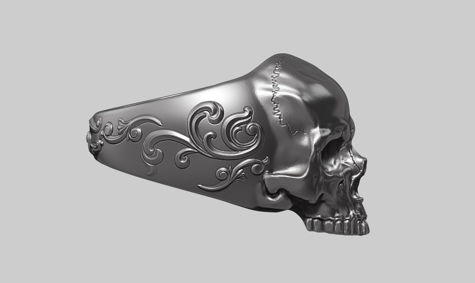 skull ornament ring a25 3d print model 3D print model_2