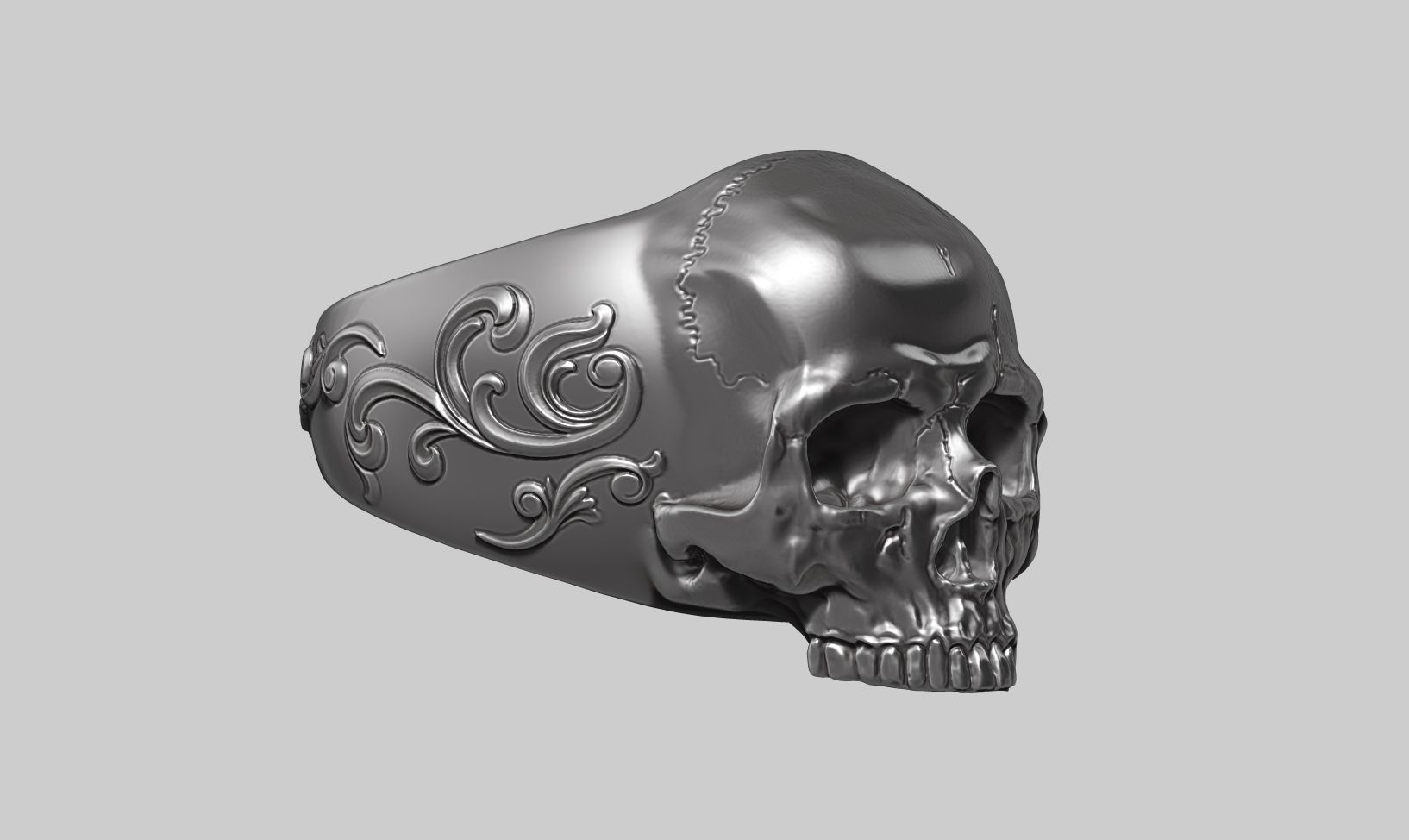 skull ornament ring a25 3d print model 3D print model_1