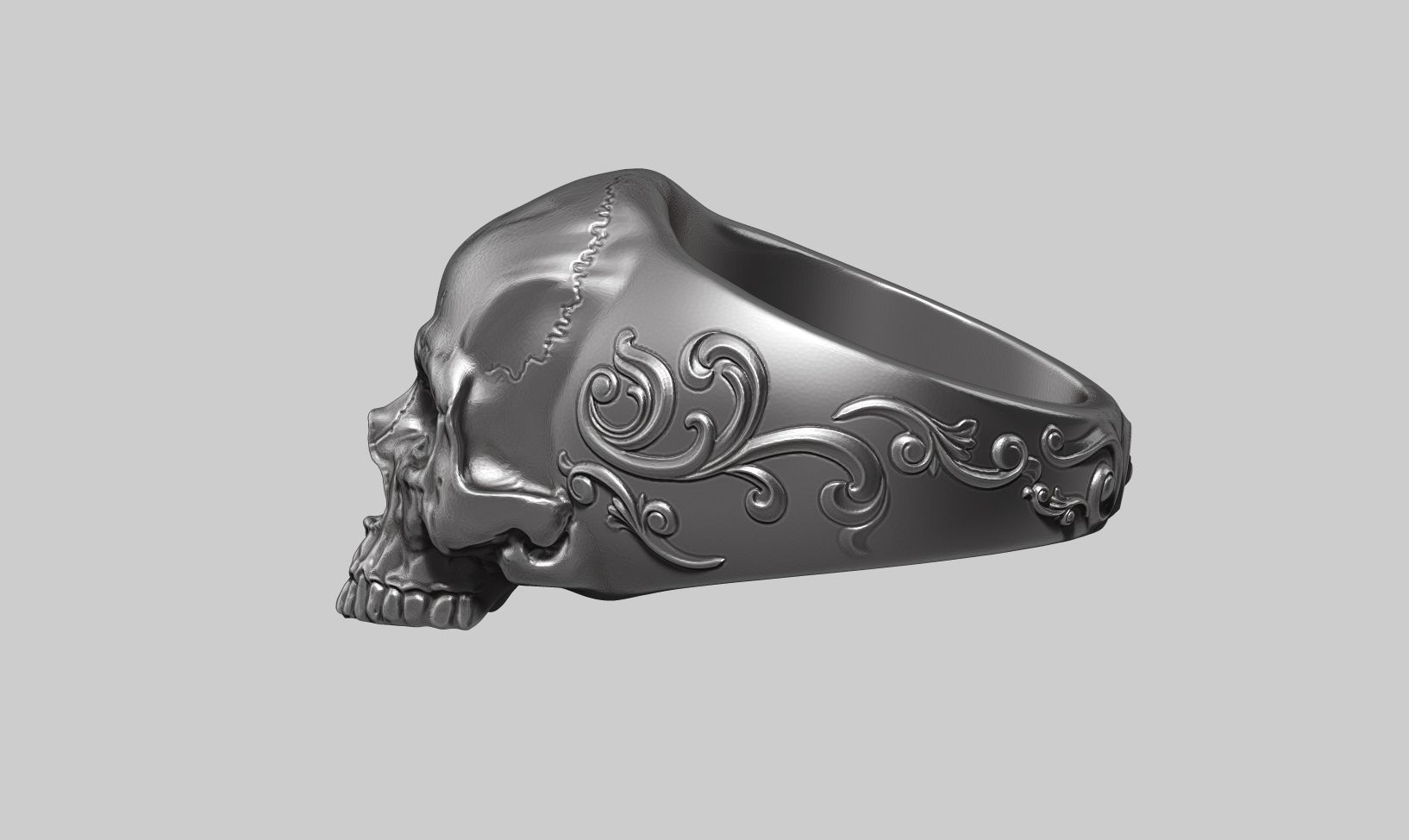 skull ornament ring a25 3d print model 3D print model_6