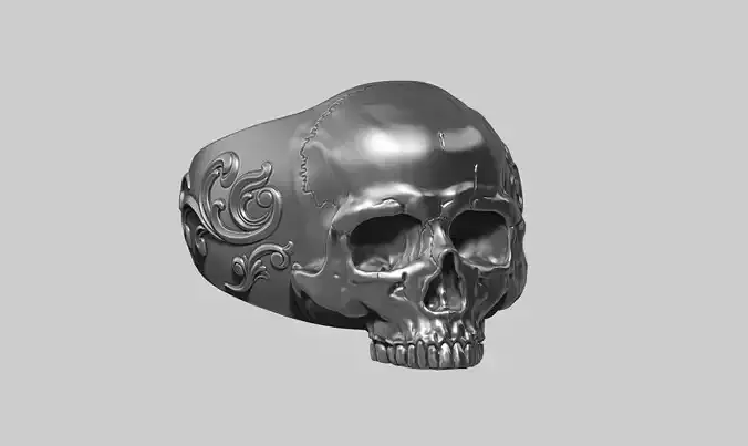 skull ornament ring a25 3d print model