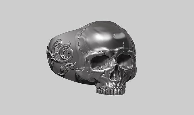 skull ornament ring a25 3d print model 3D print model