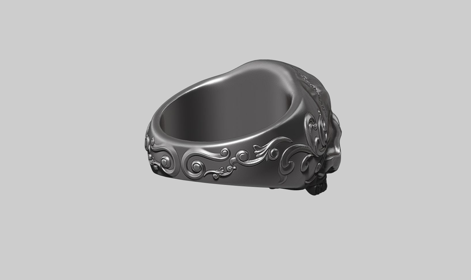 skull ornament ring a25 3d print model 3D print model_4