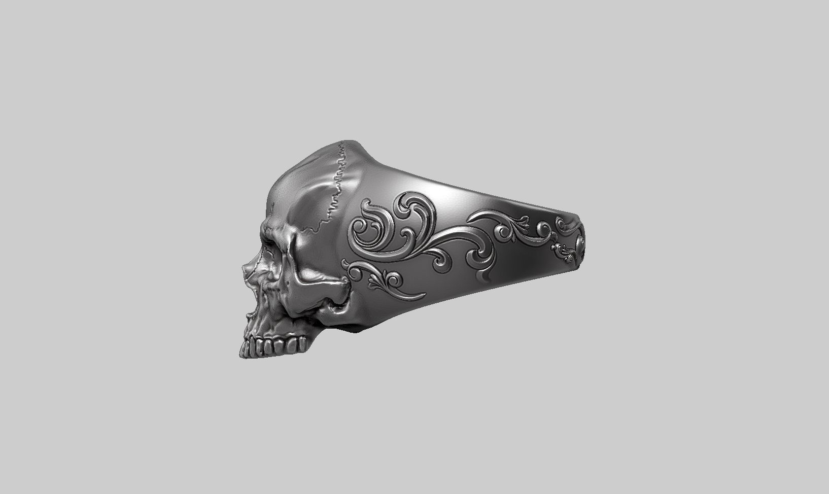 skull ornament ring a25 3d print model 3D print model_11