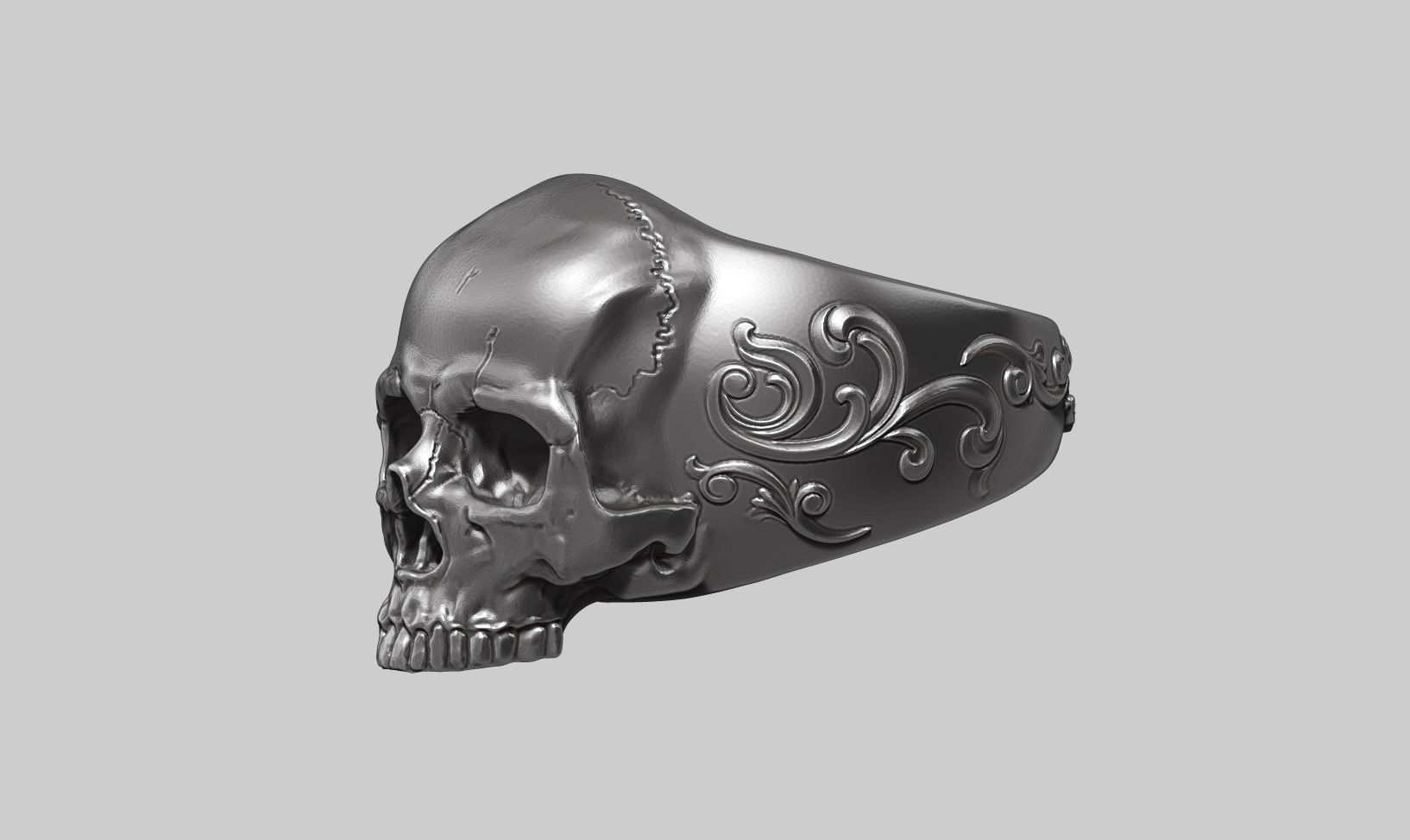 skull ornament ring a25 3d print model 3D print model_7
