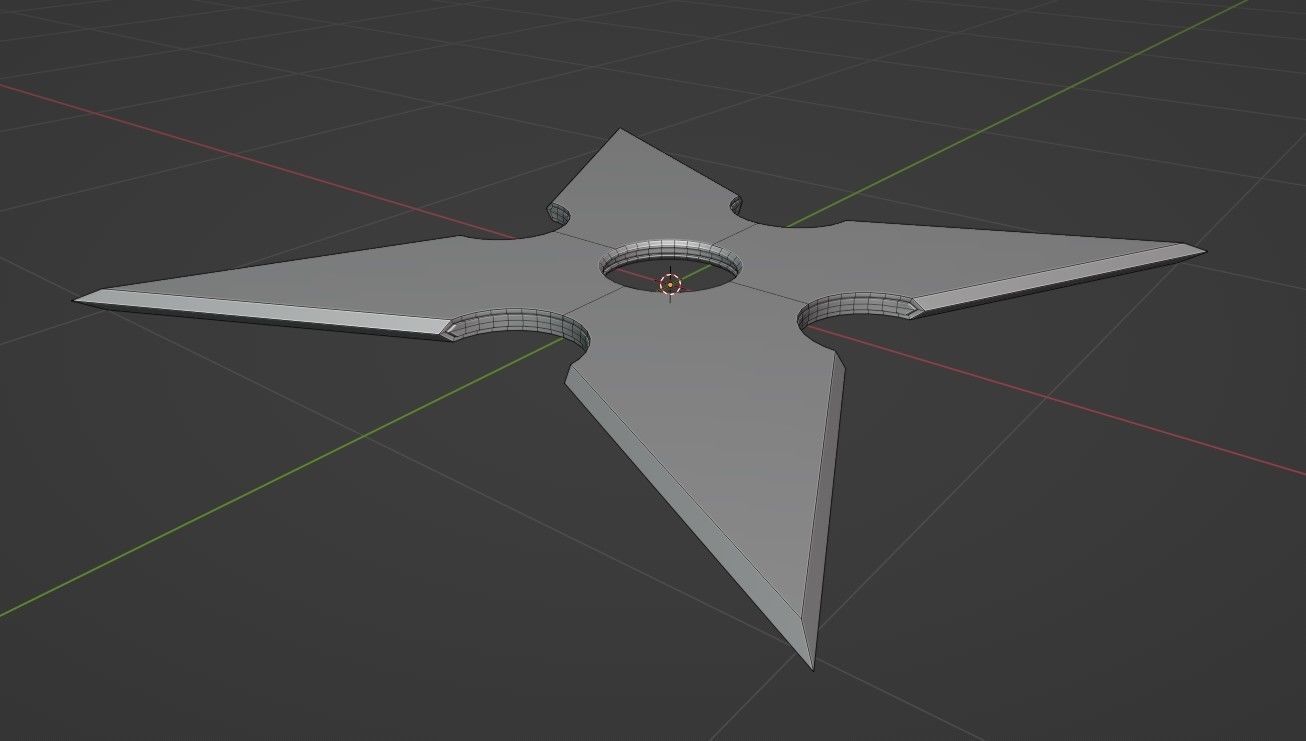 Shuriken sword with star in middle Low-poly 3D model_11
