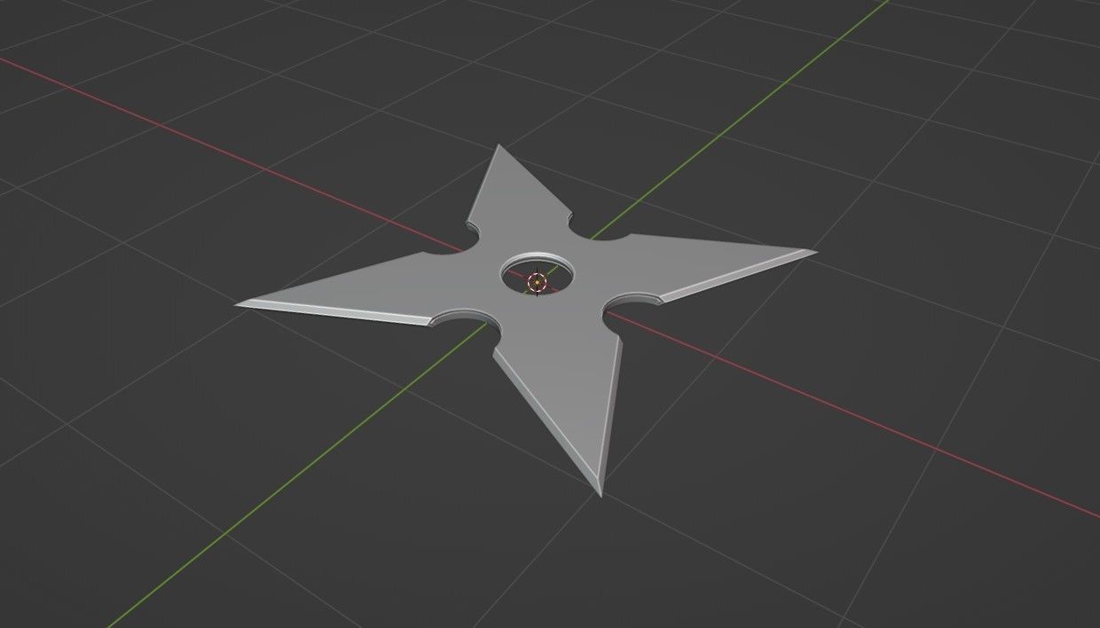 Shuriken sword with star in middle Low-poly 3D model_7