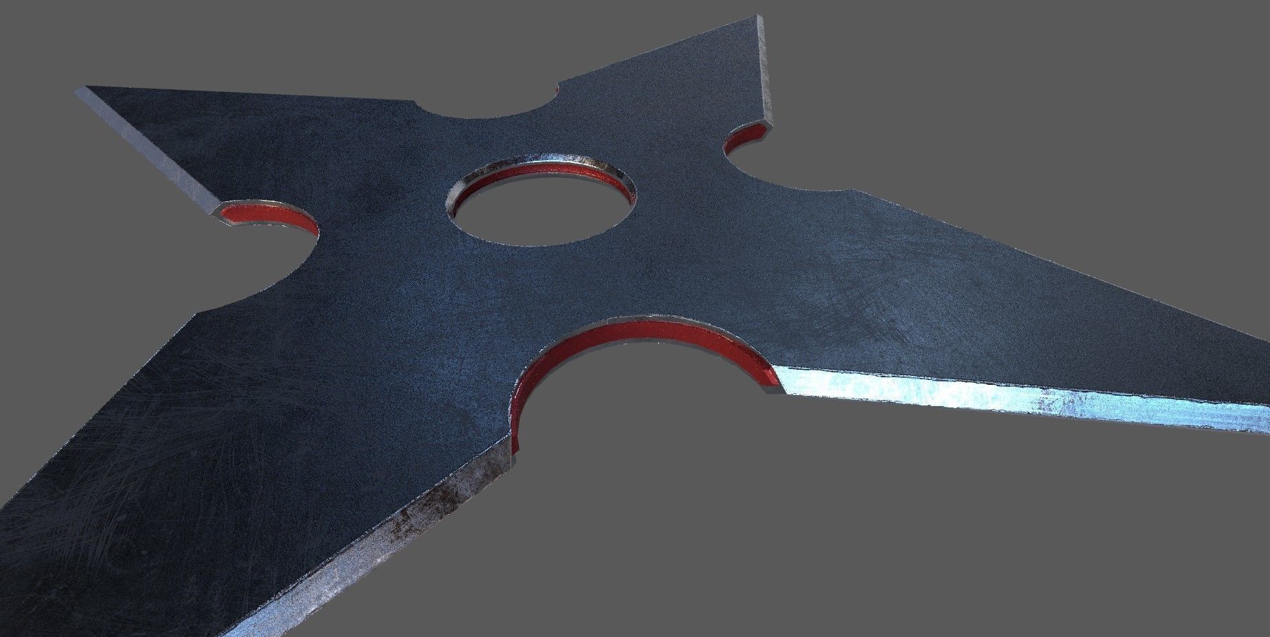 Shuriken sword with star in middle Low-poly 3D model_4