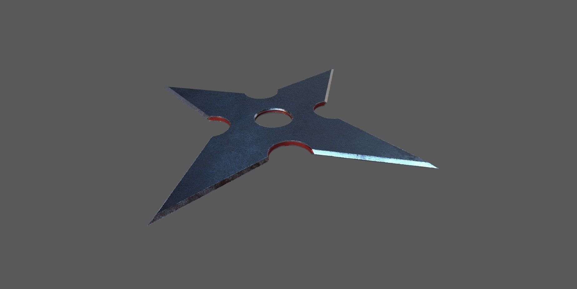 Shuriken sword with star in middle Low-poly 3D model_1