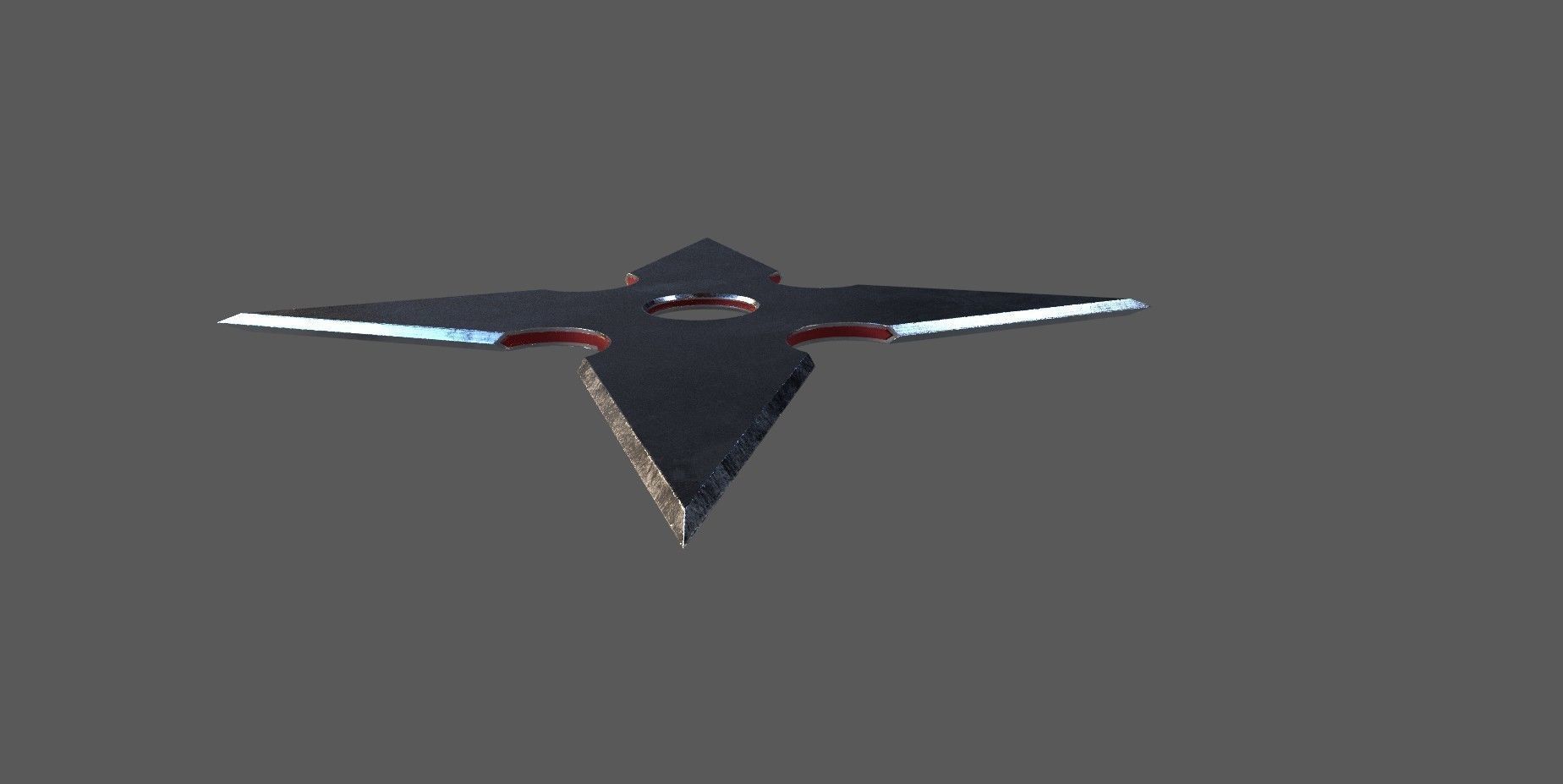 Shuriken sword with star in middle Low-poly 3D model_2