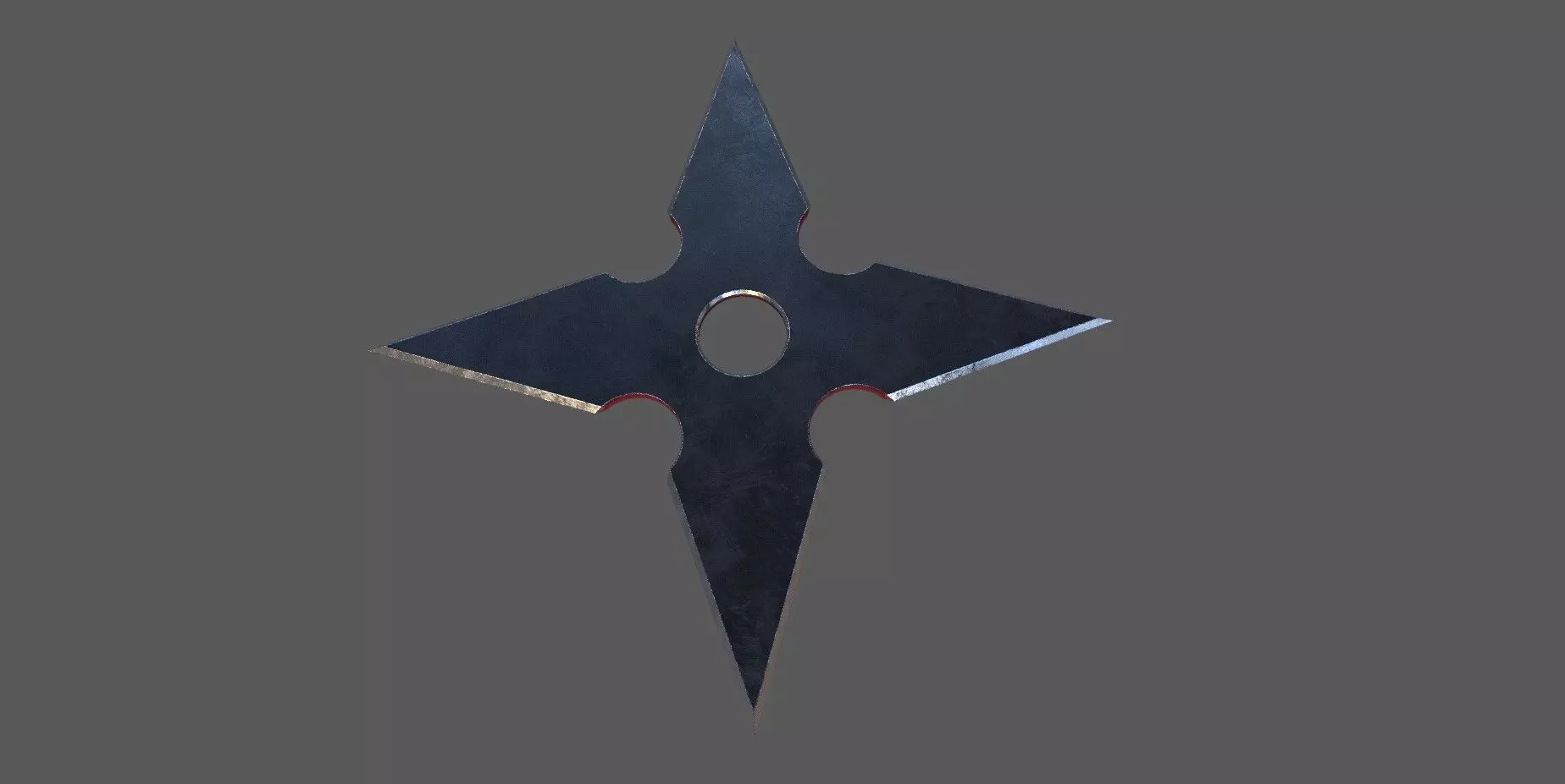 Shuriken sword with star in middle Low-poly 3D model_0