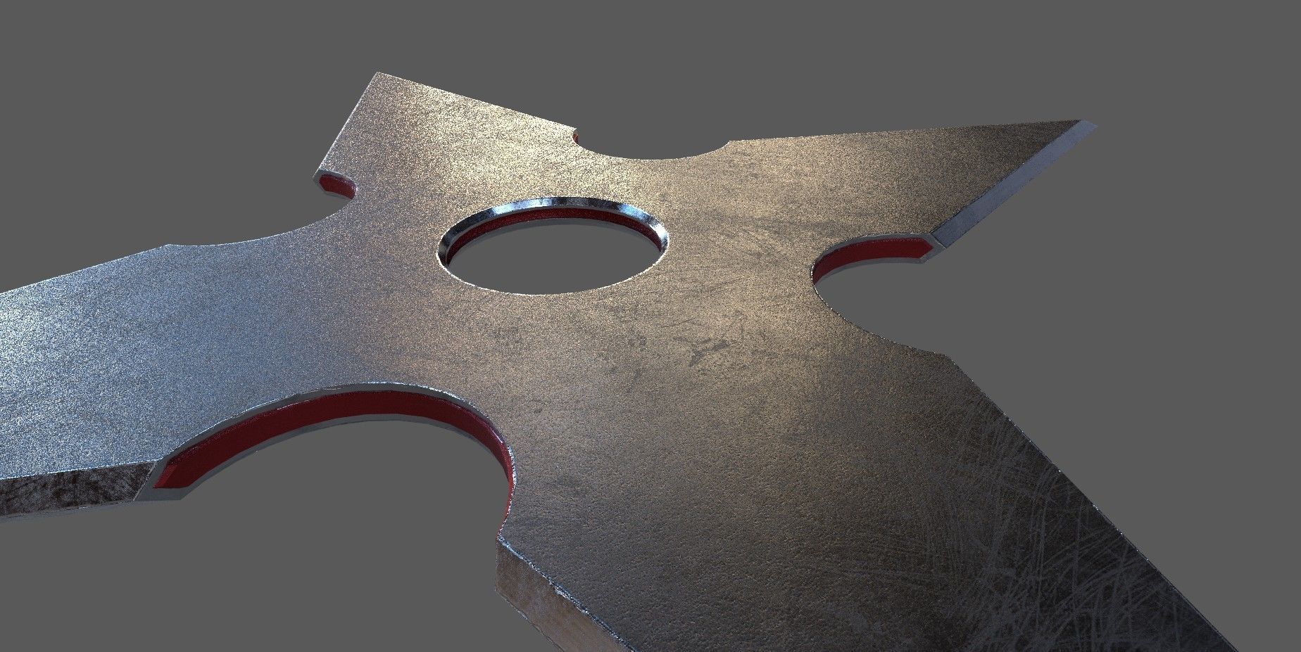 Shuriken sword with star in middle Low-poly 3D model_3