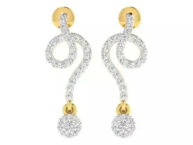 Women Drop Earring 3dm STL FBX OBJ Render Details