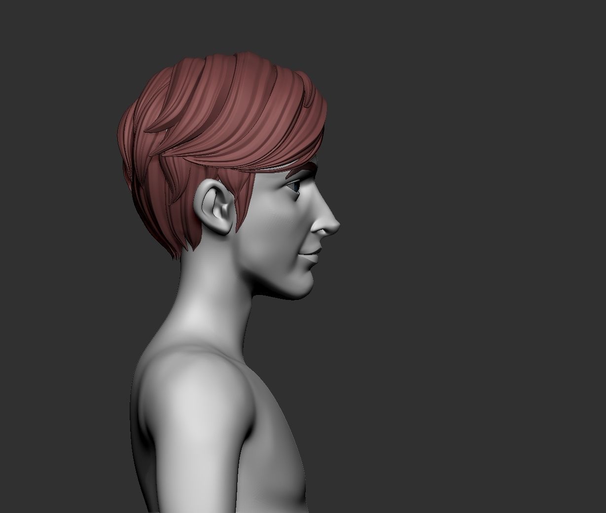 Male and female cartoon with hair stylized basemesh  Low-poly 3D model_2