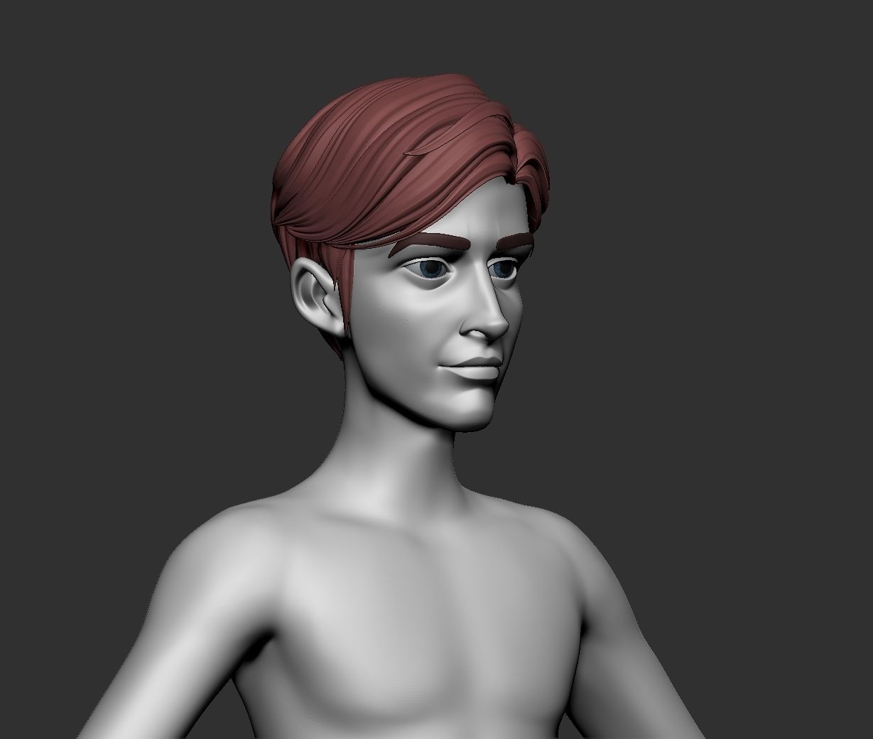 Male and female cartoon with hair stylized basemesh  Low-poly 3D model_3
