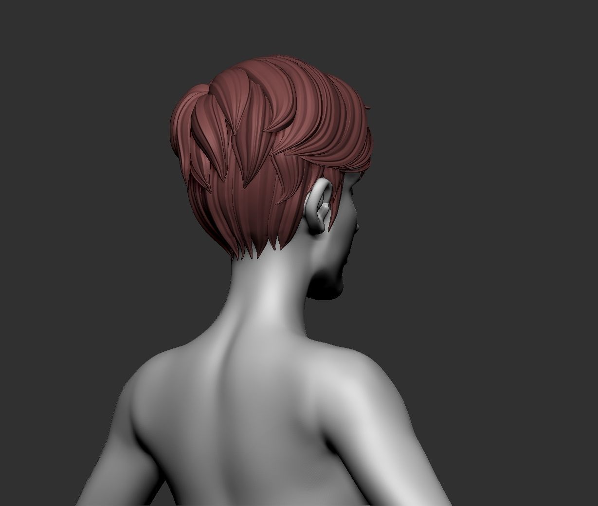 Male and female cartoon with hair stylized basemesh  Low-poly 3D model_4