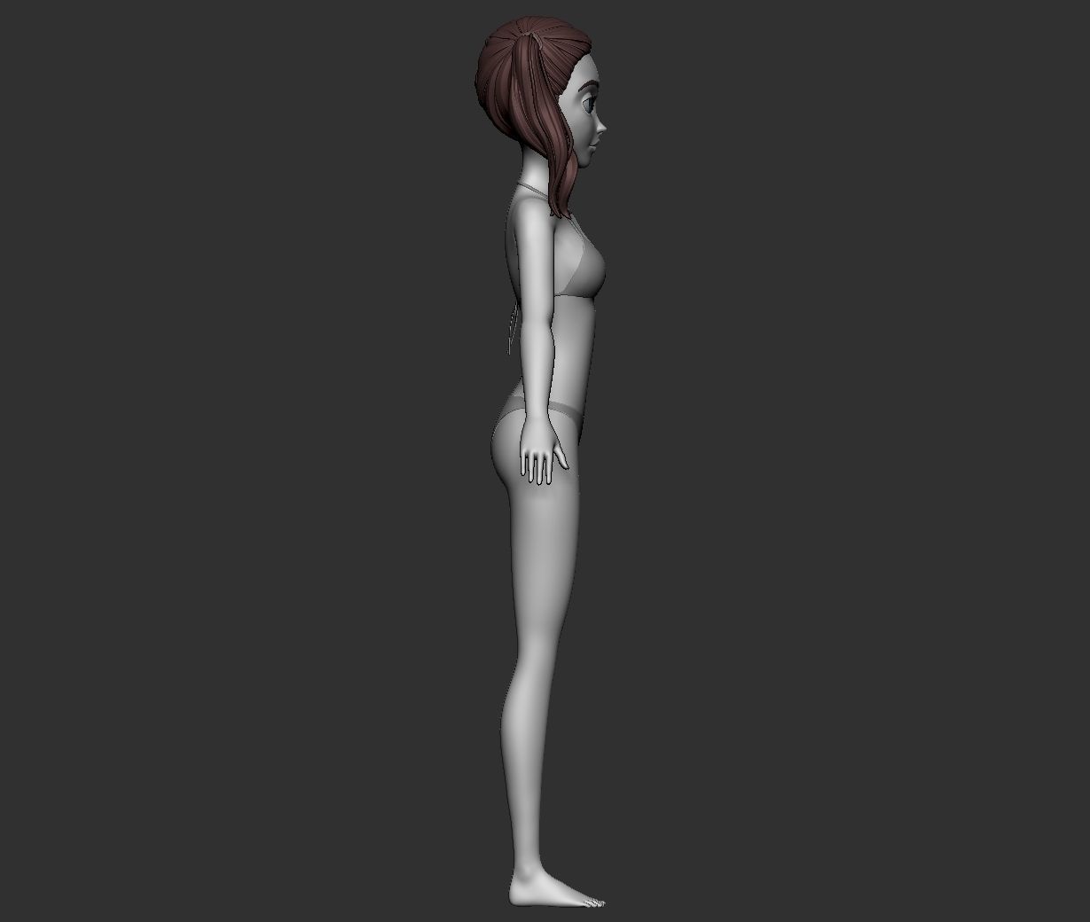 Male and female cartoon with hair stylized basemesh  Low-poly 3D model_14