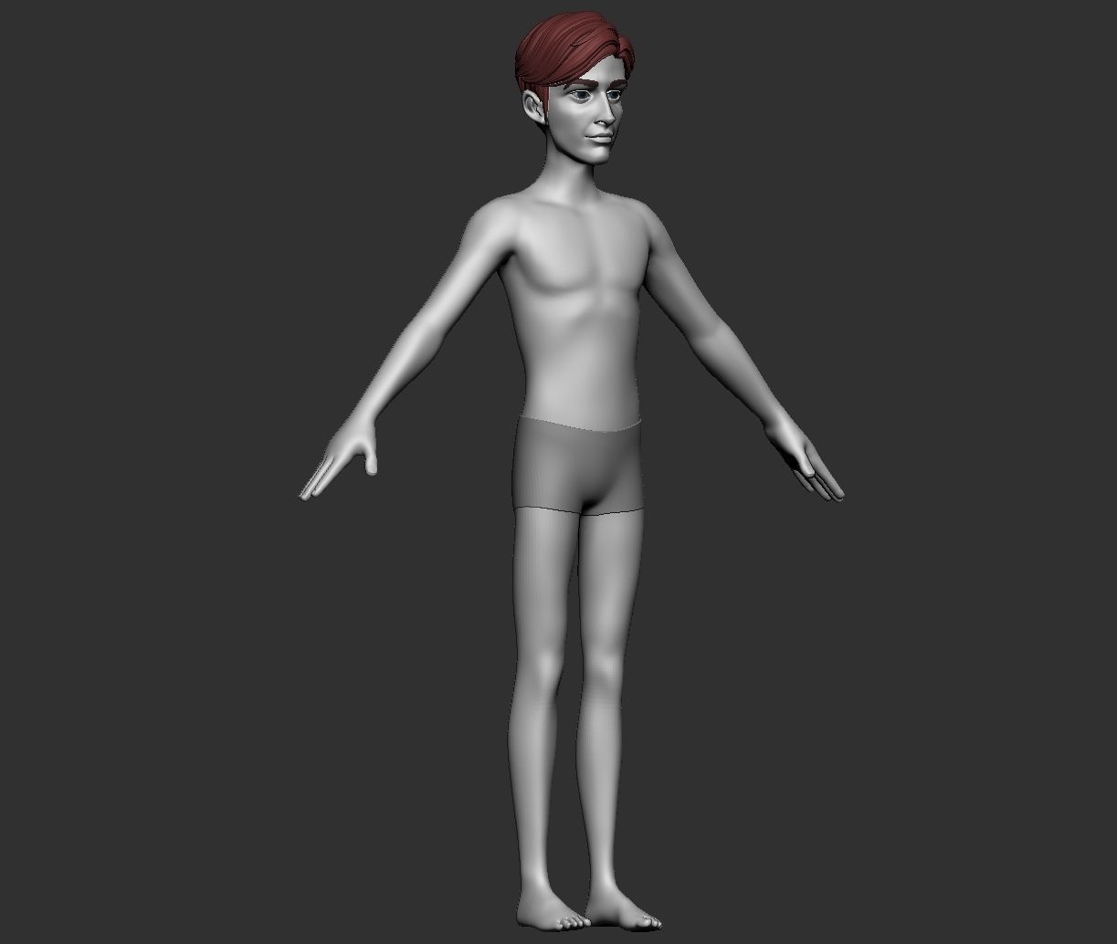 Male and female cartoon with hair stylized basemesh  Low-poly 3D model_15