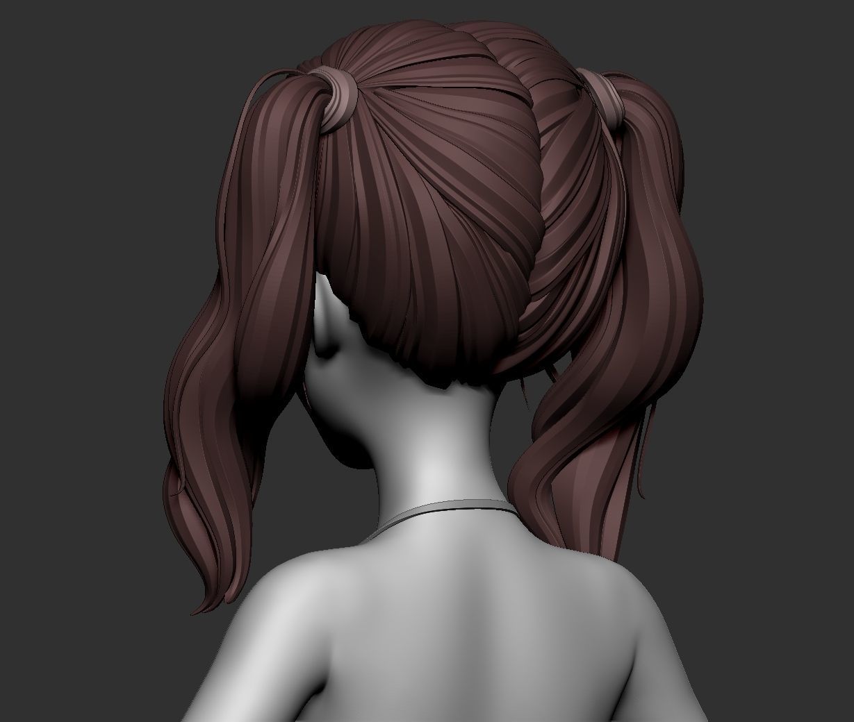 Male and female cartoon with hair stylized basemesh  Low-poly 3D model_10